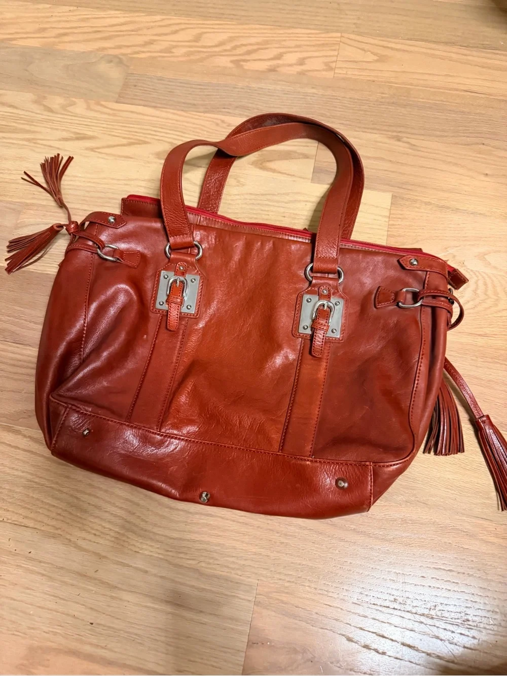 Vintage Wilson’s Leather Women's Red Leather Laptop Tote Bag - Travel / Office